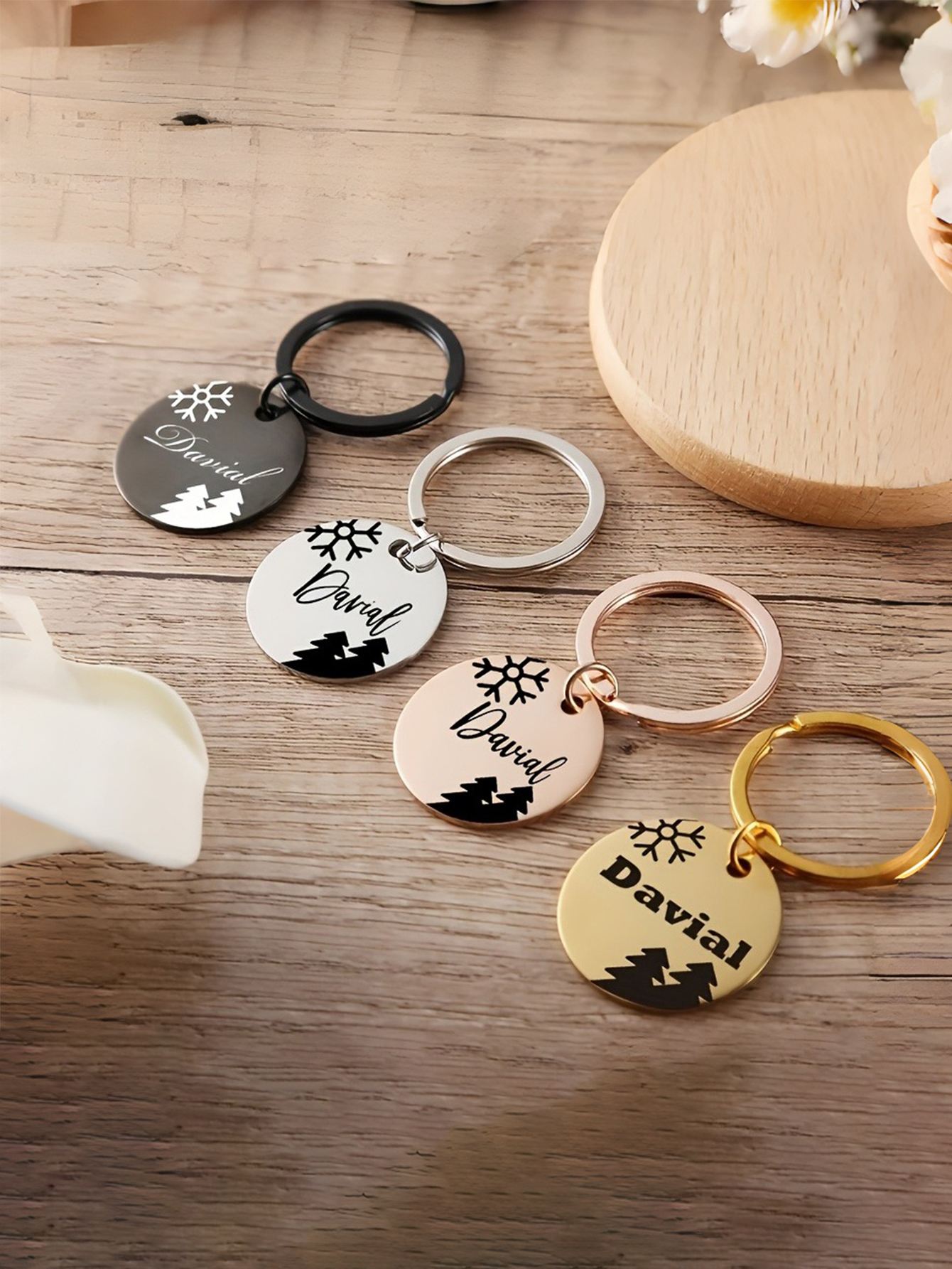 Custom Stainless Steel Christmas Keychain